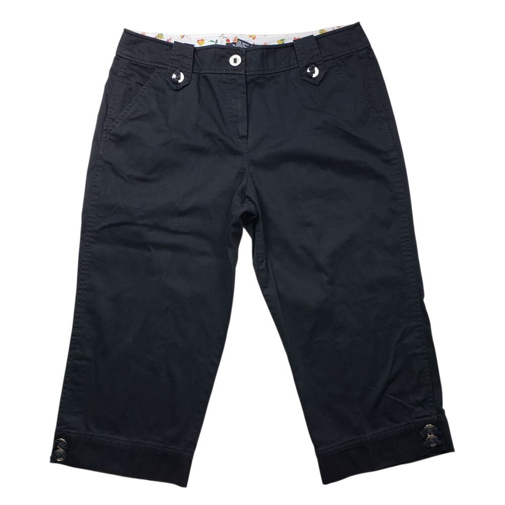 Sandro Sportwear Capri Pants Womens 12 Black Cropped - Picture 2 of 8
